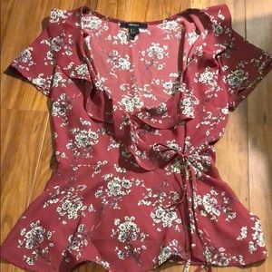 Floral wrap top